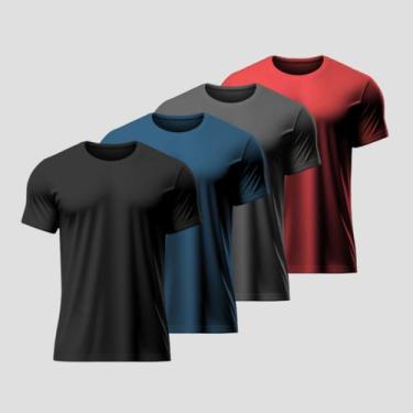 Imagem de Kit 4 Camisetas Dry Fit Masculina Lisa Treino exercício funcional - LA