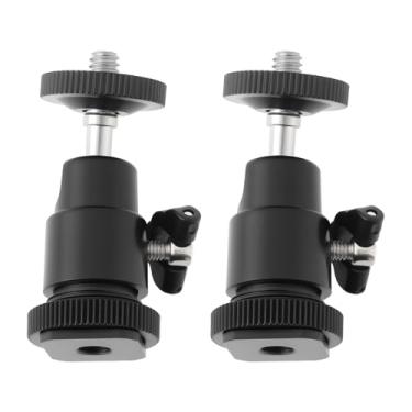 Imagem de Briny River Adaptador de esfera de 2 peças com ângulo de 360 graus ajustável com parafuso padrão de 1/4 polegada compatível com tripé monopé