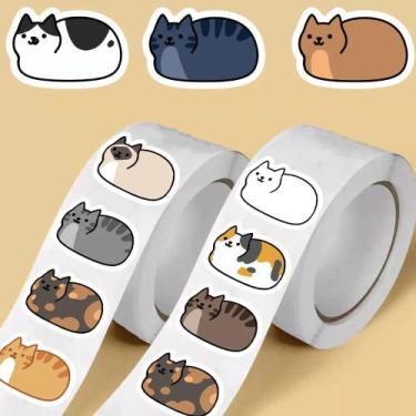 Imagem de Adesivos De Gato De Desenho Animado Kawaii 500 Unidades À Prova D'água