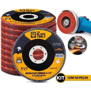 Imagem de Kit 50 Discos Lixa De Desbaste Tipo Flap 4.1/2 Grão 60 - THE BLACK PAR