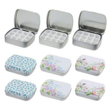 Imagem de Bitray 9 peças mini caixa de lata portátil paleta de aquarela vazia de 12 poços para pintura guache pintura acrílica