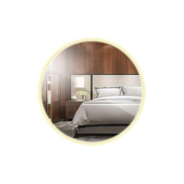 Imagem de Espelho Redondo Lapidado Led 50x50 Luz Indireta Decorativo Luxo (Neutro)