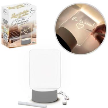 Imagem de Kit 3 Luminária Abajur Luz Led 3d Escrever TipoLousa + Caneta - zein