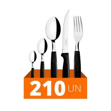 Imagem de Faqueiro 210 Pçs Ipanema Aço Inox Cabo Preto Ptop Tramontina