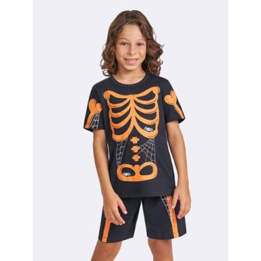 Imagem de Pijama Manga Curta Montros Esqueleto - Veggi, Preto, 10, Unissex