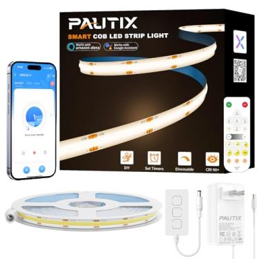Imagem de PAUTIX Fita De Led Cob 32,8 Pés/10 M 4800 Leds Branco Natural 4000 K, Cri93+ Super Brilhante Alto Lúmen, Fita De Led Flexível 24 V Regulável, Funciona Com Alexa/Google Assistant, Para Iluminação Diy