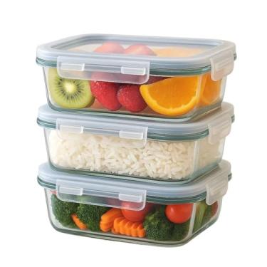 Imagem de Potes de Vidro com Tampa Hermético Retangular 450ML Marmita Resistente a forno Freezer e Microondas (3)