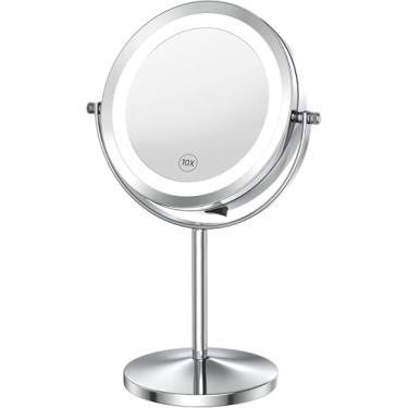 Imagem de Espelho de Maquiagem, Espelho de Aumento Dupla Face, Espelho Maquiagem, Ampliação de Dez Vezes, Espelho de Mesa, Espelho de Mesa com Led