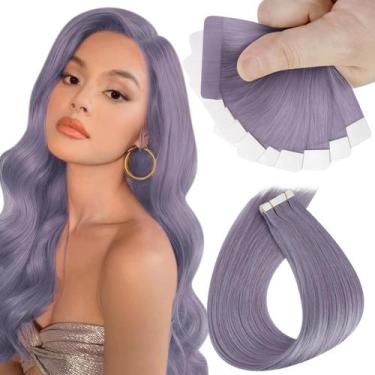 Imagem de Fita adesiva em extensões de cabelo humano Sunny Hair 25g 60cm roxa