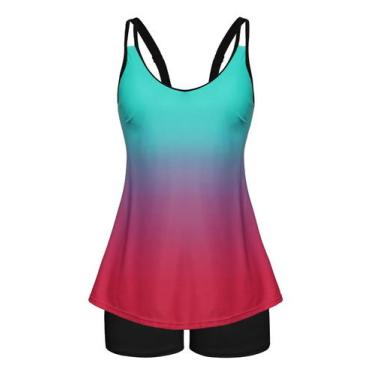 Imagem de Conjunto de tanquíni feminino de duas peças de maiô Arolina, cintura a