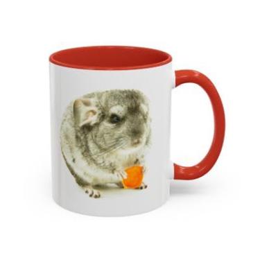 Imagem de Caneca de café com tema de chinchila – Copo de cerâmica para amantes de animais - Ideia de presente de aniversário e Natal (vermelho, 325 ml)