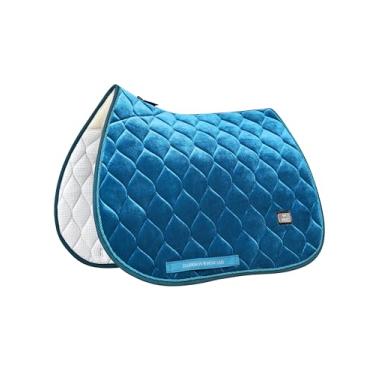 Imagem de Harrison Howard Almofada de selim de uso geral para treinamento de equitação almofada de sela inglesa amortecimento macio para costas de cavalo estrela comando azul