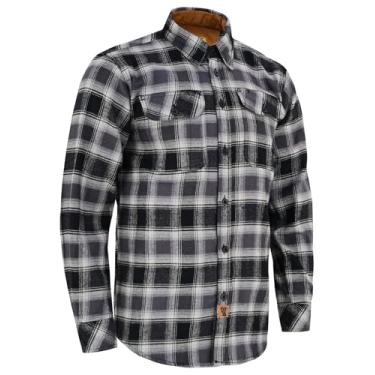 Imagem de Camisa masculina de flanela xadrez de manga comprida com botões casuais, para homens, 100% algodão, punhos de veludo cotelê, Castlerock, M