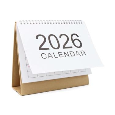 Imagem de Calendário de mesa 2026 médio para mesa com suporte Kraft, agendador mensal portátil simplificado com lista de tarefas para escritório, escola, suprimentos domésticos, de setembro de 2025 a dezembro