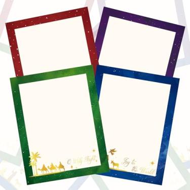 Imagem de Whaline Papel timbrado com 60 folhas de papelaria de Natal, 4 estilos, papel de escrita de presépio de Natal para impressão de convite de escritório, 21 x 28 cm, dupla face