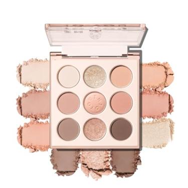 Imagem de INTO YOU Paleta de sombras de 9 cores, sombras brilhantes e foscas, pigmentos quentes e frios, longa duração, fórmula suave, ouro rosa marrom nude metálico, maquiagem para os olhos, 7,4 g