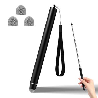Imagem de Caneta Stylus telescópica universal para telas sensíveis ao toque, ponteiro retrátil e Stylus com especial, equipada com 3 pontas de caneta originais, ponteiro apresentador de professor treinador (com