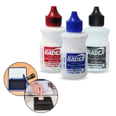 Imagem de Kit 3 Tinta Para Almofada De Carimbo Azul Vermelha Preta Alto Rendimen