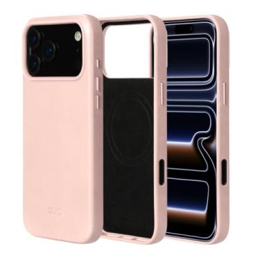 Imagem de alto Capa compatível com iPhone 17 Pro Max 2025, capa magnética de couro italiano compatível com Apple MagSafe, capa protetora contra quedas da série Clop (iPhone 17 Pro Max, 6,9 polegadas, rosa misty