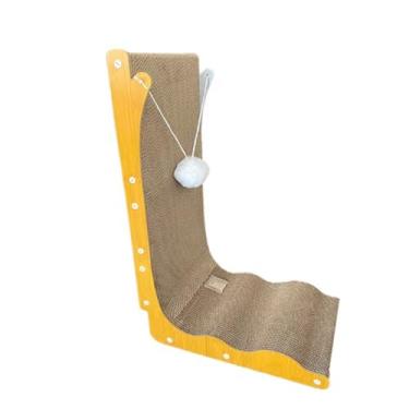 Imagem de ZRUBWII Arranhador de gato com bola de pelúcia pendurada, poste de madeira para arranhar gatos de 68 cm