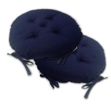Imagem de Kit 02 Almofadas Futon Redondo Assento Para Cadeira 40X40 Az