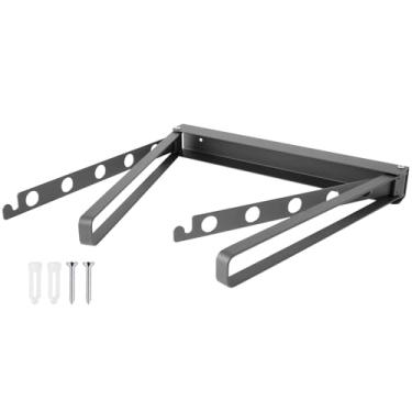 Imagem de Estante de secagem de roupas de parede de liga de alumínio Rack de secadora de roupas de parede com economia de espaço, prateleira de secagem de roupa de parede para dormitório de casa 180° duplo