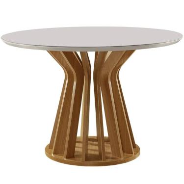 Imagem de Mesa Ilheus Redonda 110x110 LJ Móveis Cor Cinamomo Off White