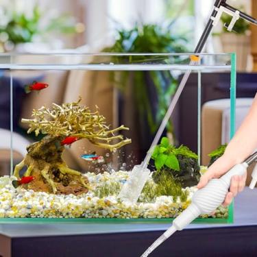 Imagem de KTZCTPCA Kit de troca de água de aquário, limpador de tanque de peixes de sifão, limpador de cascalho a vácuo de aquário manual, bomba de vácuo de sifão de tanque de peixes para lavagem e manutenção