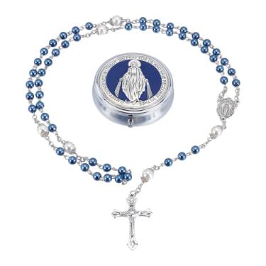 Imagem de GOMAKERER 2 colares de cruz, colares com pingente de cruz de prata, corrente de liga de zinco com pingente de crucifixo para mulheres e homens, joias para presente de festa de batismo, 74 cm de