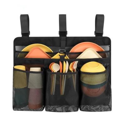 Imagem de Senvitate Escorredor de louça dobrável, saco de secagem de pratos para acampamento, organizador de cozinha, armazenamento de ralos de talheres de malha para trailer, acampamento, caminhadas, viagens