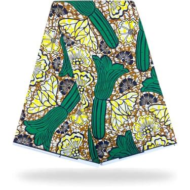Imagem de Shenbolen Tecido de cera de impressão africana Kente pano Ankara 100% poliéster (1 jarda, P)