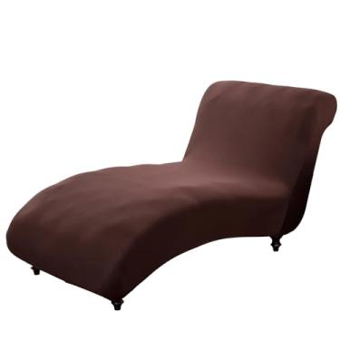Imagem de Capa de espreguiçadeira de envoltório completo, capa elástica para espreguiçadeira sem braços, lavável à máquina para sala de estar e quarto, capa elástica para espreguiçadeira sem braços (marrom)