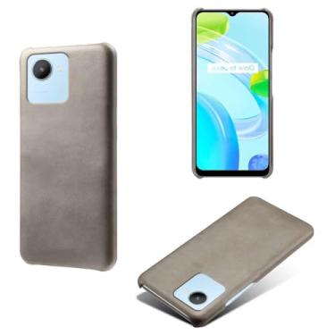 Imagem de Capa para OPPO Realme C30 4G,Proteção contra quedas,Casca de volta de cor sólida simples,Design de couro de imitação de plástico-Gray