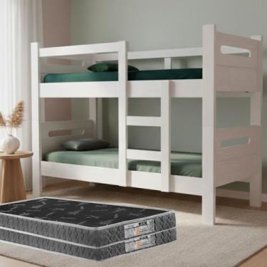 Imagem de Beliche Solteiro Estrutura MDF 100% Reforçada Vira Duas Camas Com 2 Co