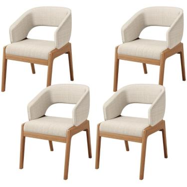 Imagem de Kit 04 Cadeiras De Jantar E Estar Living Estofada Lince L02 Linho Palha - Lyam Decor