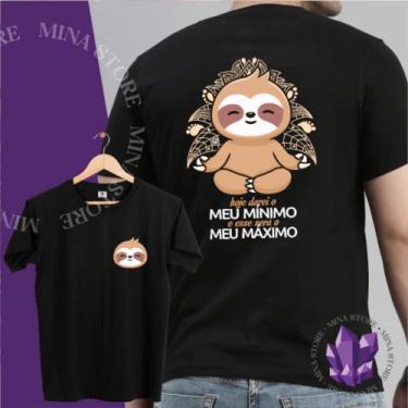 Imagem de Camiseta Preguiça Hoje darei meu Mínimo - Mina Store, Preto  costas, P