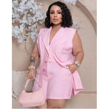 Imagem de Conjunto Plus Size Feminino Colete Duplo E Short Casual - RezesModa, R