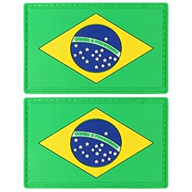 Imagem de JBCD Patch da bandeira do Brasil Patch tático brasileiro - Patch de gancho e laço de borracha PVC, pacote com 2