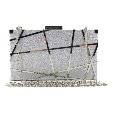 Imagem de Bolsa Feminina Clutch Brilhante Alça De Corrente Luxuos Chic - Alwy