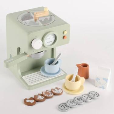 Imagem de Cafeteira Toy Pithfor Kids de madeira com moedor e acessório