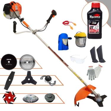 Imagem de Cortador de Grama Lateral Vulcan VR620H 62cc 3HP 12.500rpm Roçadeira Lateral Completa Com Carretel Nylon + 7 Opções de Corte + EPI + ÓLEO TOYAMA 2T