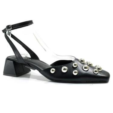 Imagem de Scarpin Slingback de Couro Feminino Suzzara 321-001, Preto, 37