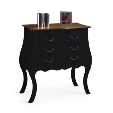 Imagem de Cômoda Bombê 3 Gavetas 1023 Linz Móveis - Preto/Imbuia Glazer, Preto/I