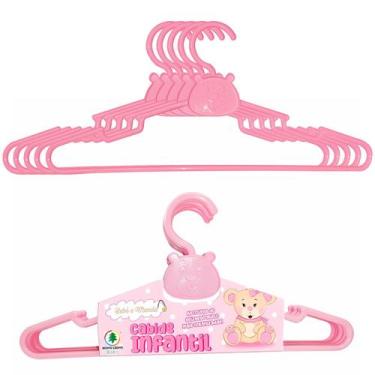 Imagem de Kit 5 Cabides Infantil Rosa Organizador De Roupinhas Para Bebê Reforça