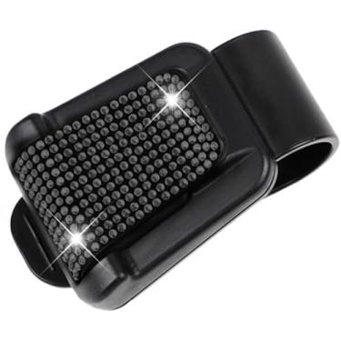 Imagem de MINGZAIQIPEI Bling Diamond Car Sun Visor Óculos de sol Suporte para óculos de sol suporte bilhete cartão clipe organizador para mulheres (preto)