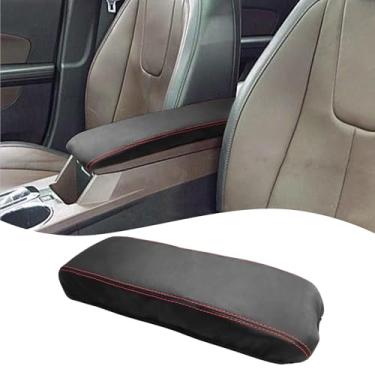 Imagem de QianBao Compatível com Chevrolet Equinox/GMC Terrain 2010-2017 Caixa de apoio de braço de couro protetor de capa de console central Pontos vermelhos