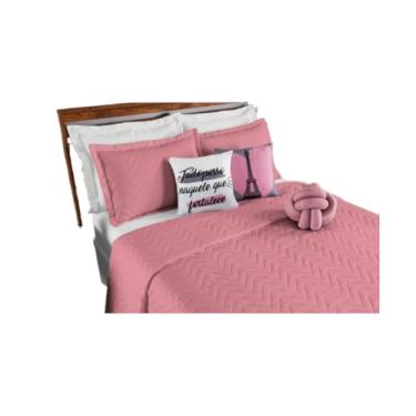 Imagem de Kit Cobre Leito PeçAs - Conjunto De Cama Dupla Face Original - Completo Com Edredom E Fronhas(Elegance Rosê Est 01)
