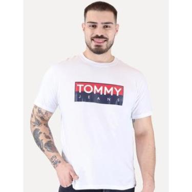 Imagem de Camiseta Tommy Jeans Masculina Regular Entire Logo Branca-Masculino