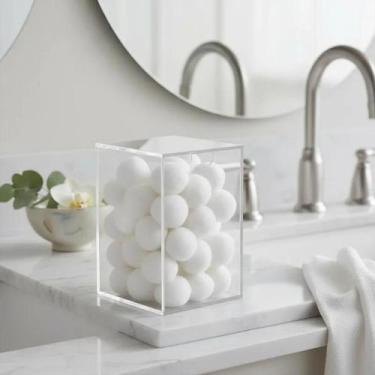 Imagem de Organizador Porta Algodão Caixa em Acrilico com Tampa Transparente Man