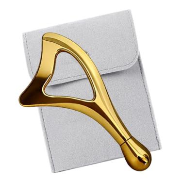 Imagem de Ferramentas faciais Gua Sha com rolo de olho, ferramenta de massagem facial para escultura facial de rotina de beleza diária edema, presente para mulheres dourado